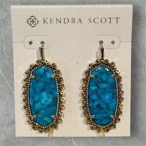 Kendra Scott Elle Drop Earrings Bronze Veined Turquoise Gold Plated